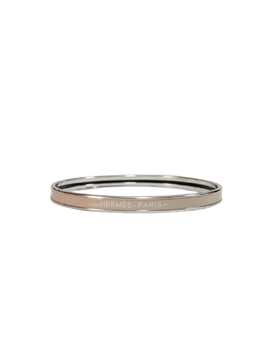 Hermès - Bracelet jonc Uni en acier et émail beige
