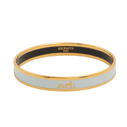 Hermès Calèche - Bracelet jonc en plaqué or et émail