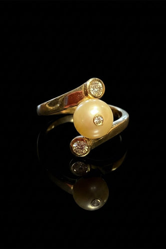 Bague 55 Bague vintage en or jaune avec perle et diamants 58 Facettes