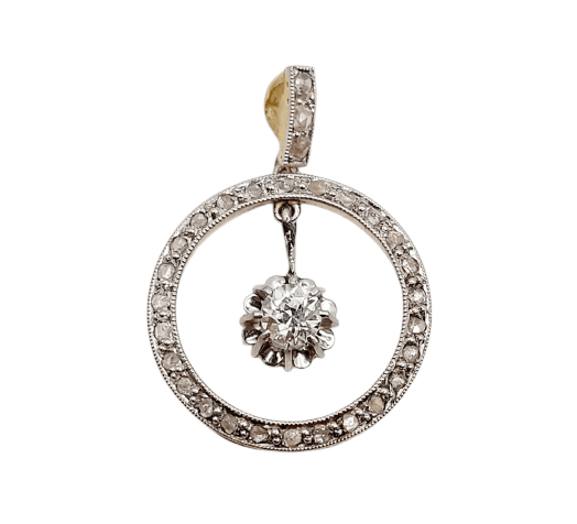 Pendentif cible Art déco en or 18k et diamants