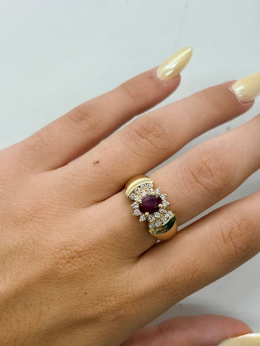 54 Bague rubis 1 ct en or jaune 14K et diamants 58 Facettes 2250