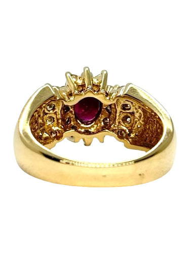 54 Bague rubis 1 ct en or jaune 14K et diamants 58 Facettes 2250