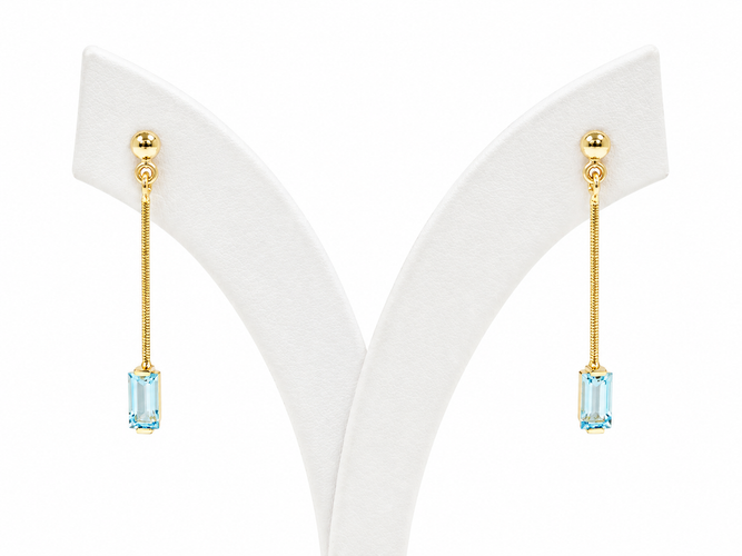 Boucles d'oreilles Boucles d’oreilles pendantes 3 cm en or jaune 18k et topazes bleues 58 Facettes 33830
