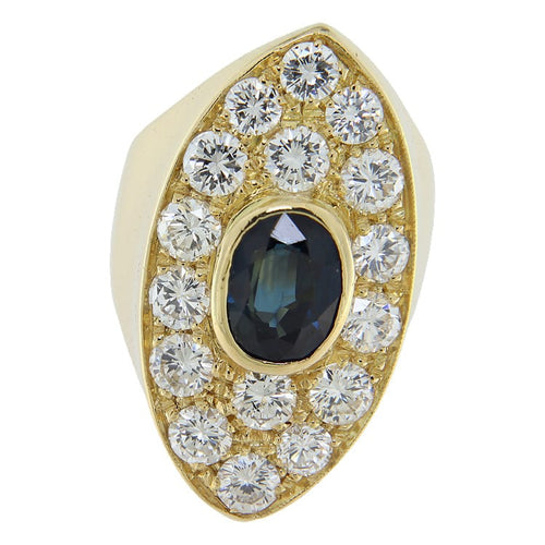 Bague vintage en or jaune avec saphir et diamants 58 Facettes G4029