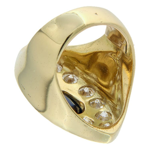 Bague vintage en or jaune avec saphir et diamants 58 Facettes G4029
