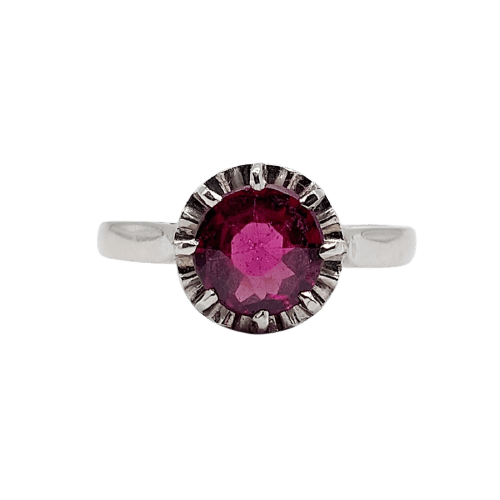 Bague solitaire Art déco en platine et améthyste