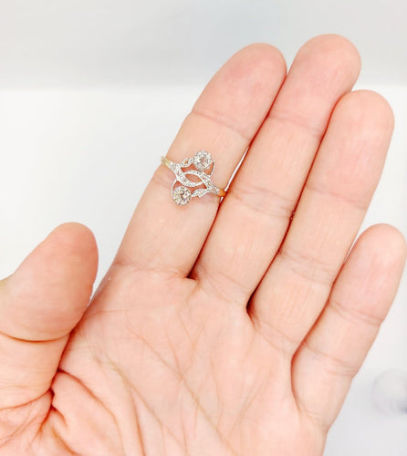 59 Bague toi et moi en or rose, platine et diamants 58 Facettes A07741