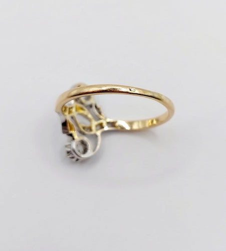 59 Bague toi et moi en or rose, platine et diamants 58 Facettes A07741