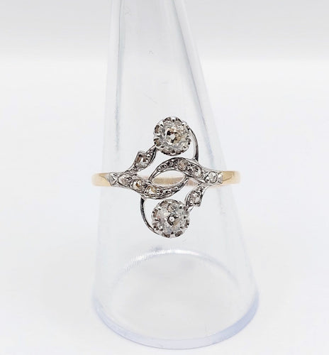 59 Bague toi et moi en or rose, platine et diamants 58 Facettes A07741