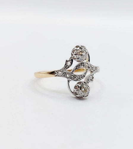 59 Bague toi et moi en or rose, platine et diamants 58 Facettes A07741