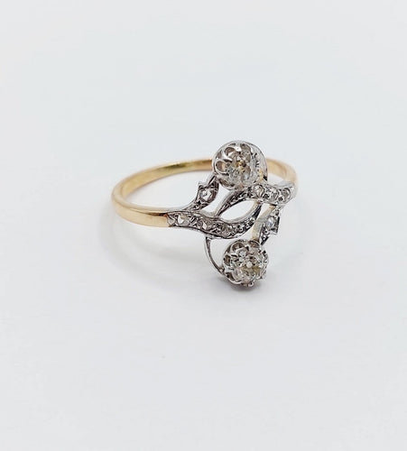 59 Bague toi et moi en or rose, platine et diamants 58 Facettes A07741