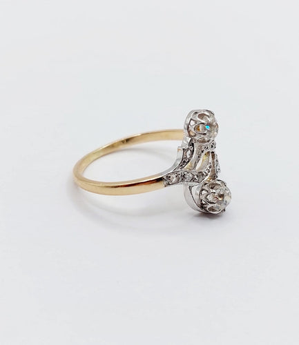 59 Bague toi et moi en or rose, platine et diamants 58 Facettes A07741