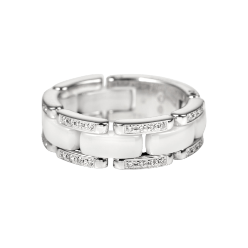 CHANEL Ultra - Bague en or blanc, céramique blanche et diamants