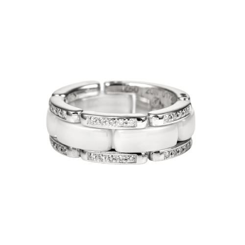 CHANEL Ultra - Bague en or blanc, céramique blanche et diamants