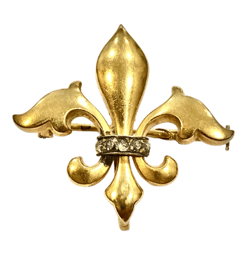 Fleur de Lys - Broche en or jaune et diamants 58 Facettes 21863