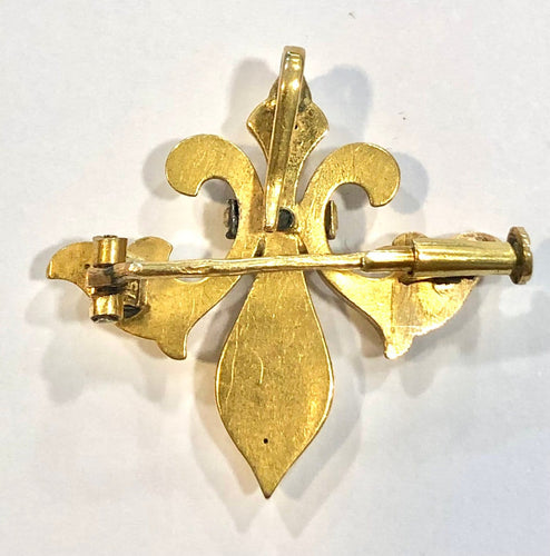 Fleur de Lys - Broche en or jaune et diamants 58 Facettes 21863