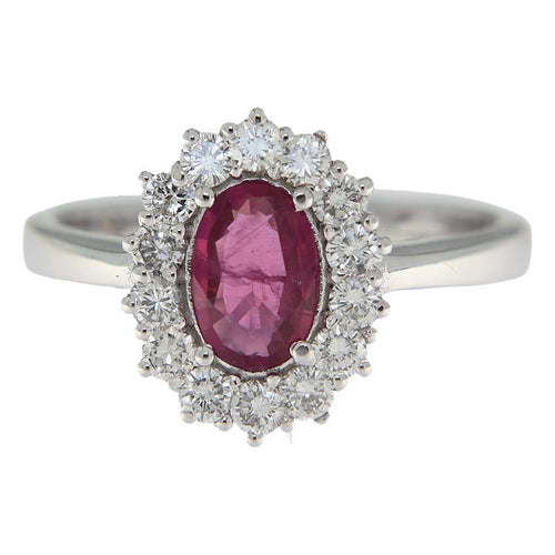 54 Bague en or blanc avec rubis et diamants 58 Facettes G4026