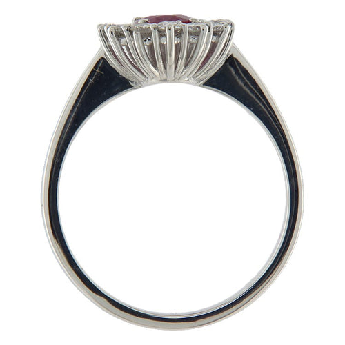54 Bague en or blanc avec rubis et diamants 58 Facettes G4026