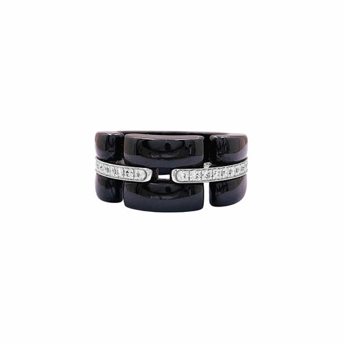 Bague 51 Chanel Ultra - Bague en or blanc, céramique noire et diamants 58 Facettes 35992
