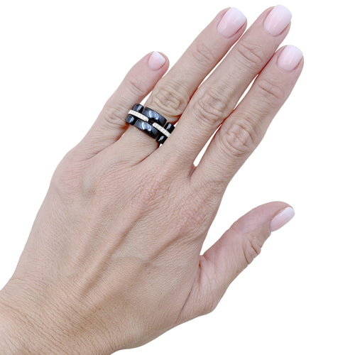 Bague 51 Chanel Ultra - Bague en or blanc, céramique noire et diamants 58 Facettes 35992