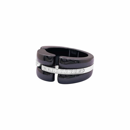 Bague 51 Chanel Ultra - Bague en or blanc, céramique noire et diamants 58 Facettes 35992