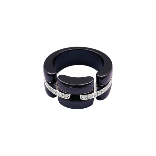 Bague 51 Chanel Ultra - Bague en or blanc, céramique noire et diamants 58 Facettes 35992