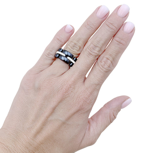 Bague 51 Chanel Ultra - Bague en or blanc, céramique noire et diamants 58 Facettes 35992