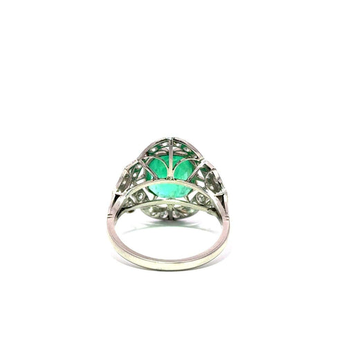 Bague 54 Bague Art déco en platine avec émeraude colombienne et diamants 58 Facettes 50509