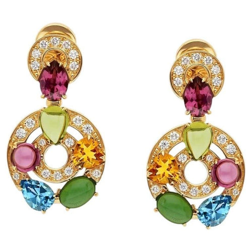 Boucles d'oreilles BVLGARI Astrale - Boucles d'oreilles en or jaune, diamants et pierres de couleur 58 Facettes 221