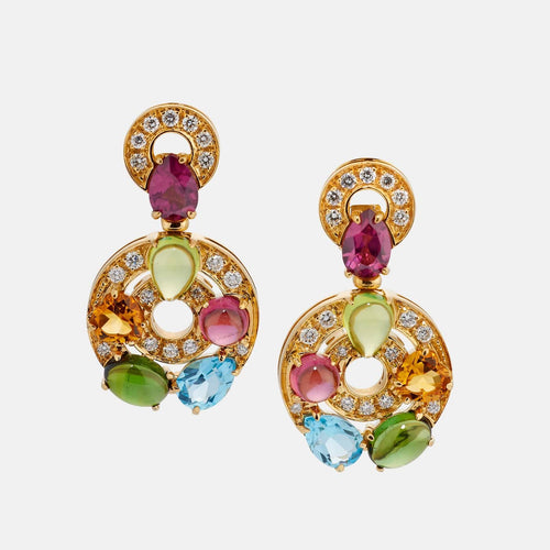 Boucles d'oreilles BVLGARI Astrale - Boucles d'oreilles en or jaune, diamants et pierres de couleur 58 Facettes 221