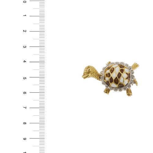 Broche Broche tortue émaillée en or jaune et or blanc 18 ct 58 Facettes 28598