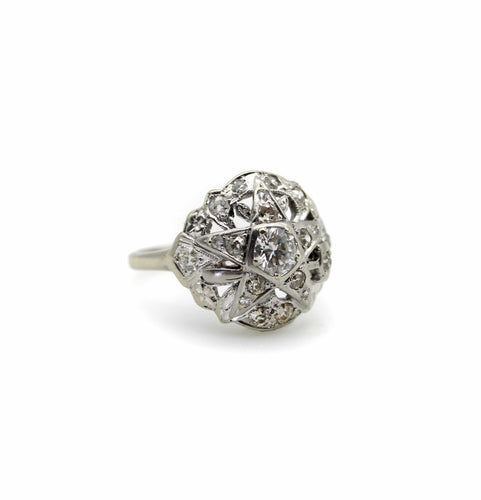 Bague 56 Art déco - Bague Order of the Eastern Star en or blanc et diamants 58 Facettes 11219