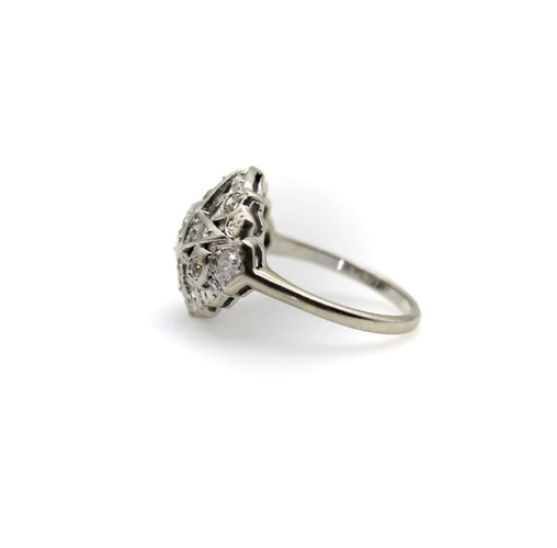 Bague 56 Art déco - Bague Order of the Eastern Star en or blanc et diamants 58 Facettes 11219