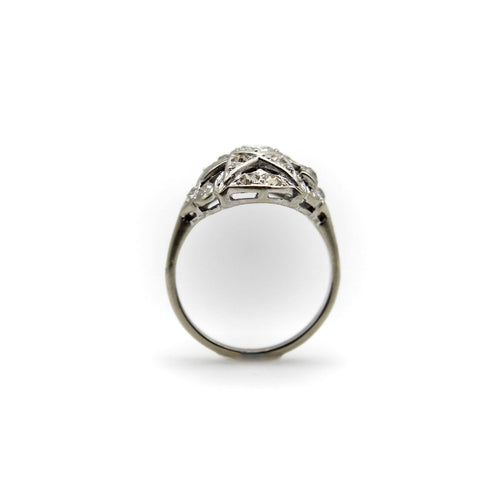 Bague 56 Art déco - Bague Order of the Eastern Star en or blanc et diamants 58 Facettes 11219
