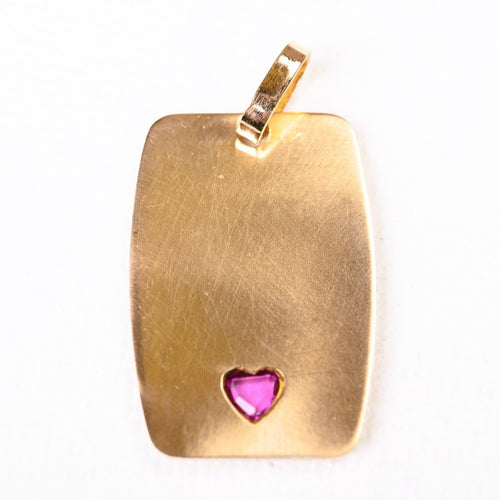 Médaille d'amour - Pendentif en or jaune et rubis synthétique 58 Facettes LMB-383