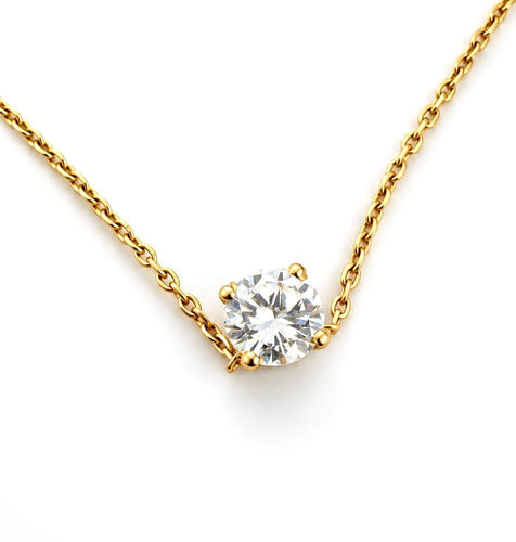 Collier ras du cou solitaire en or jaune 18 carats et diamant 58 Facettes 91014