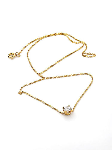 Collier ras du cou solitaire en or jaune 18 carats et diamant 58 Facettes 91014