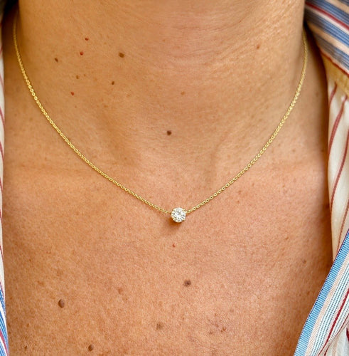 Collier ras du cou solitaire en or jaune 18 carats et diamant 58 Facettes 91014