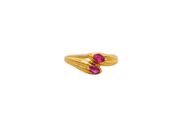 Bague Toi & Moi Rubis navette