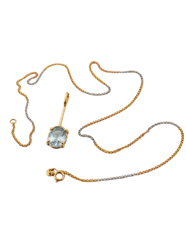 Collier Pendentif et chaîne en deux ors 18 carats et aigue-marine 58 Facettes 91014