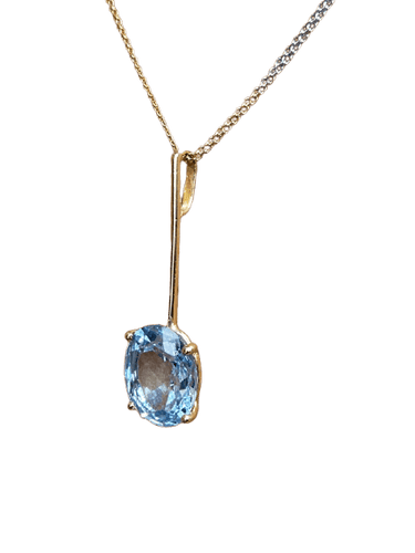 Pendentif et chaîne en deux ors 18 carats et aigue-marine 58 Facettes 91014