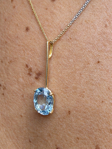 Collier Pendentif et chaîne en deux ors 18 carats et aigue-marine 58 Facettes 91014