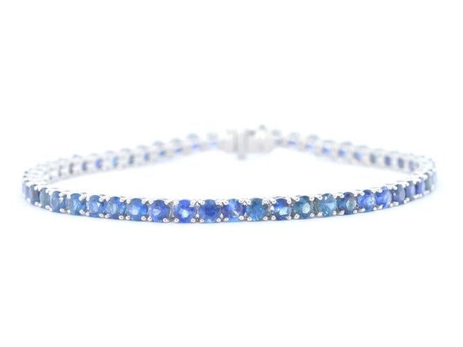 Bracelet tennis en or blanc et saphirs naturels 58 Facettes 2906