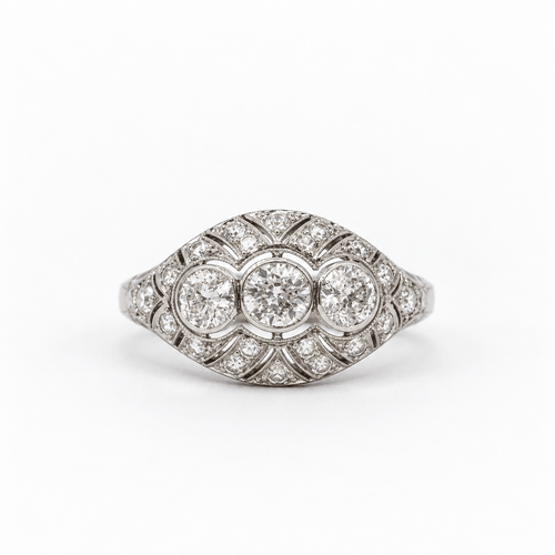 58 Art déco - Bague en platine et diamants 58 Facettes 1.0001644/3