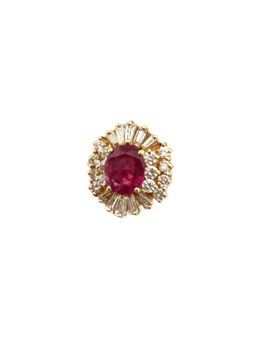 51 Bague vintage en or jaune 18 ct, rubis de Birmanie et diamants 58 Facettes 1205/A OC
