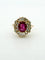 51 Bague vintage en or jaune 18 ct, rubis de Birmanie et diamants 58 Facettes 1205/A OC