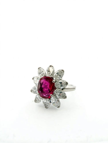 50 Années 50/60 - Bague en platine, rubis de Birmanie et diamants 58 Facettes 1205/B OC