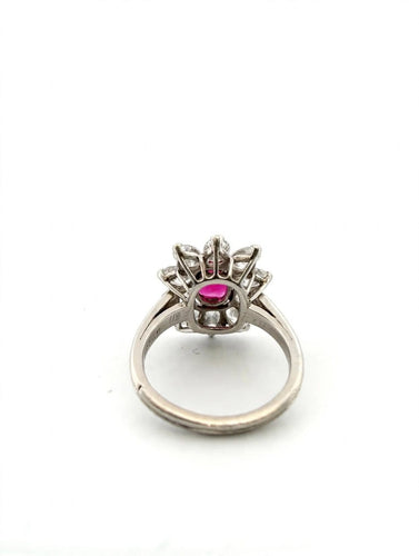 50 Années 50/60 - Bague en platine, rubis de Birmanie et diamants 58 Facettes 1205/B OC