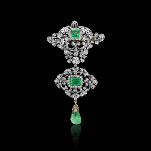 Parure convertible en or 18 carats, argent, émeraudes et diamants 58 Facettes C2