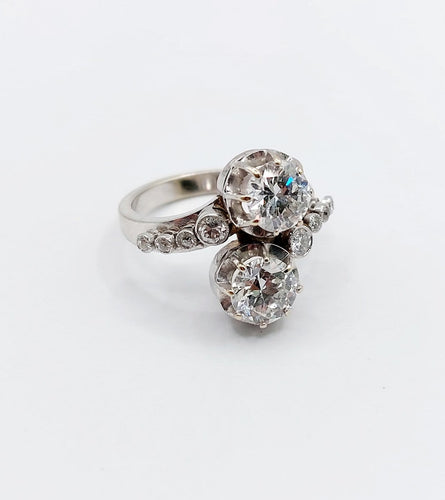 55.5 Bague Art déco en or blanc, platine et diamants 58 Facettes A07703